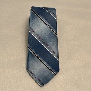 VTG Sears The Mens Store Tie Blue Striped 3" W x 55 1/2"‎ L